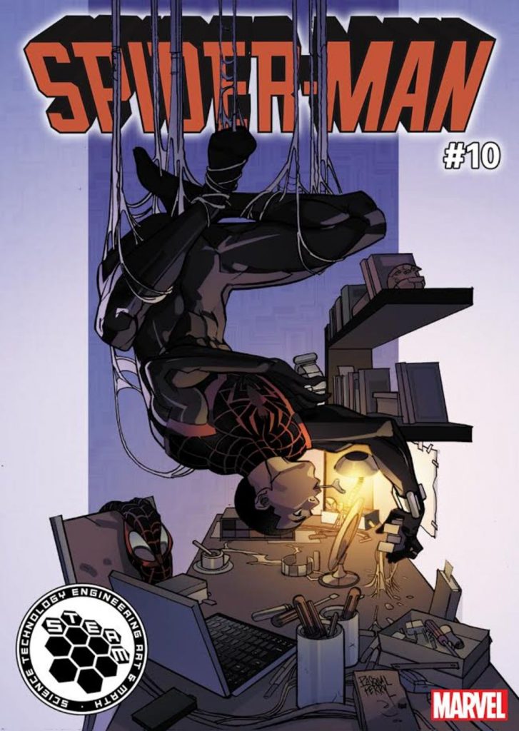 Örümcek Adam Kapağı: Teknoloji Örümcek Adam Miles Morales, Marvel’in yeni STEAM’e adanmış çizgi roman kapağında zorlu bir iş üzerinde