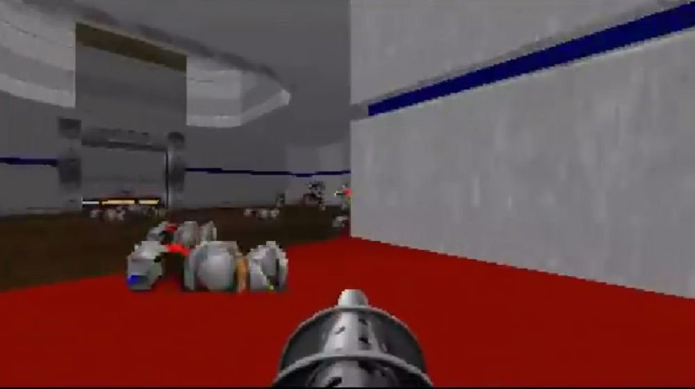 YZ Doom oynarken YZ oyuncunun önünde yatan düşman cesetleri
