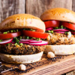 Chickpea veggie burger with fresh vegetables