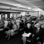 Passengers on a jumbo jet. 1960