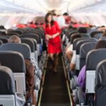 Commercial airliner cabin.