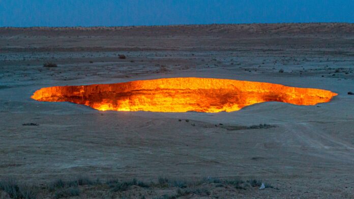 Darvaza (Derweze) gas crater (Door to Hell or Gates of Hell) in Turkmenistan